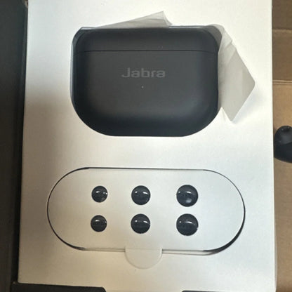 Jabra Elite 10 Titanium Black earbuds charging case, matte finish, silver logo