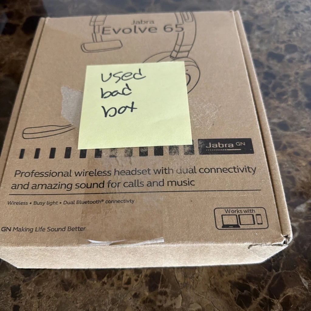 Jabra Evolve 65 SE mono wireless headset box with used bad not note
