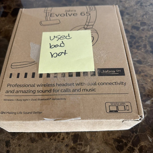 Jabra Evolve 65 SE mono wireless headset box with used bad not note