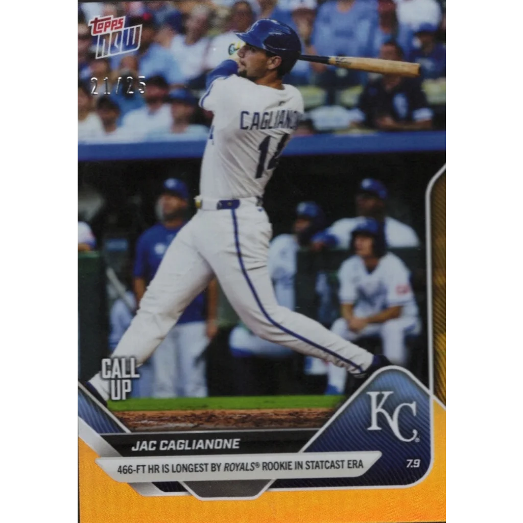 Baseball trading card of Jac Caglianone with Kansas City Royals branding