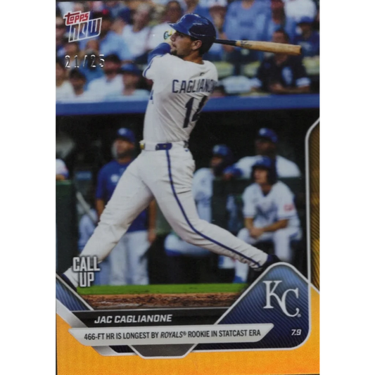 Baseball trading card of Jac Caglianone with Kansas City Royals branding