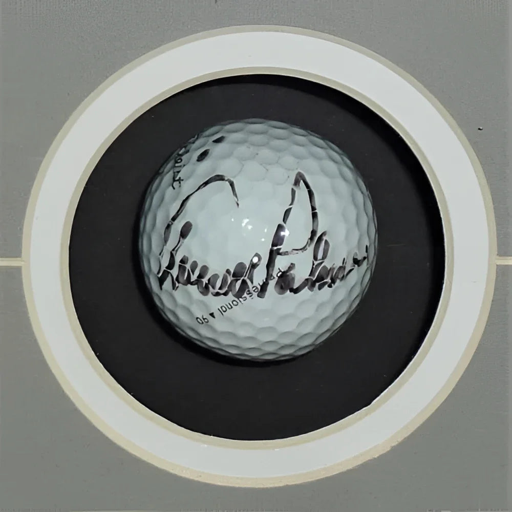 Jack Nicklaus, Arnold Palmer and Gary Player autographed golf ball shadowbox frame