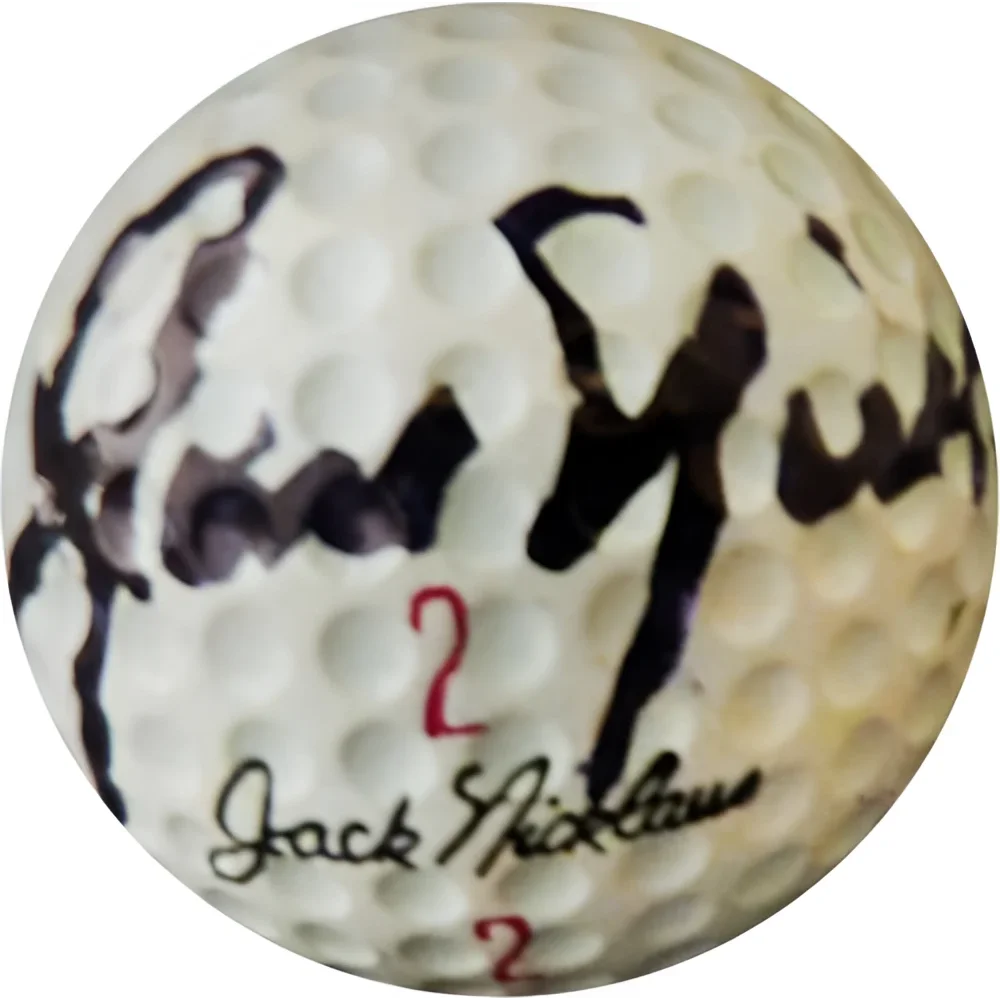 Jack Nicklaus autographed golf ball with signature and red numbers