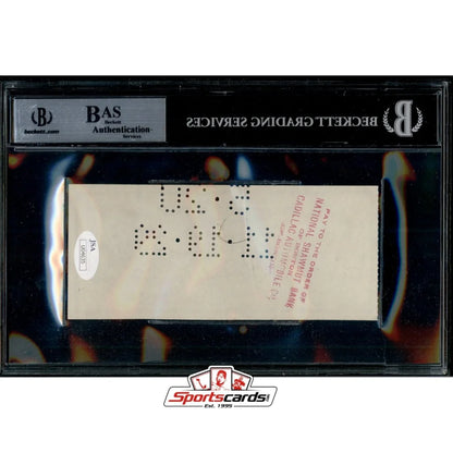 Jack Sharkey boxing heavyweight champion signed check with vintage baseball ticket stub in protective case