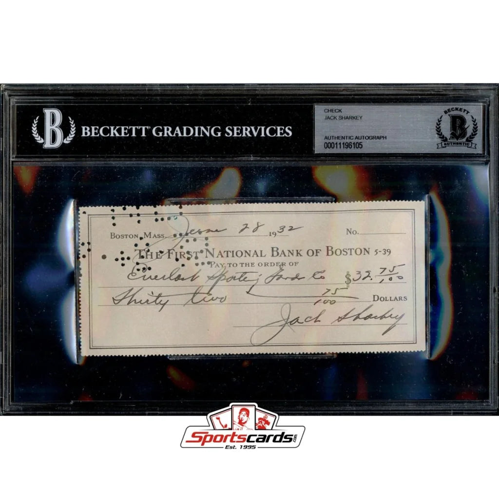 Jack Sharkey heavyweight champion signed 1920s silver check BGS authenticated