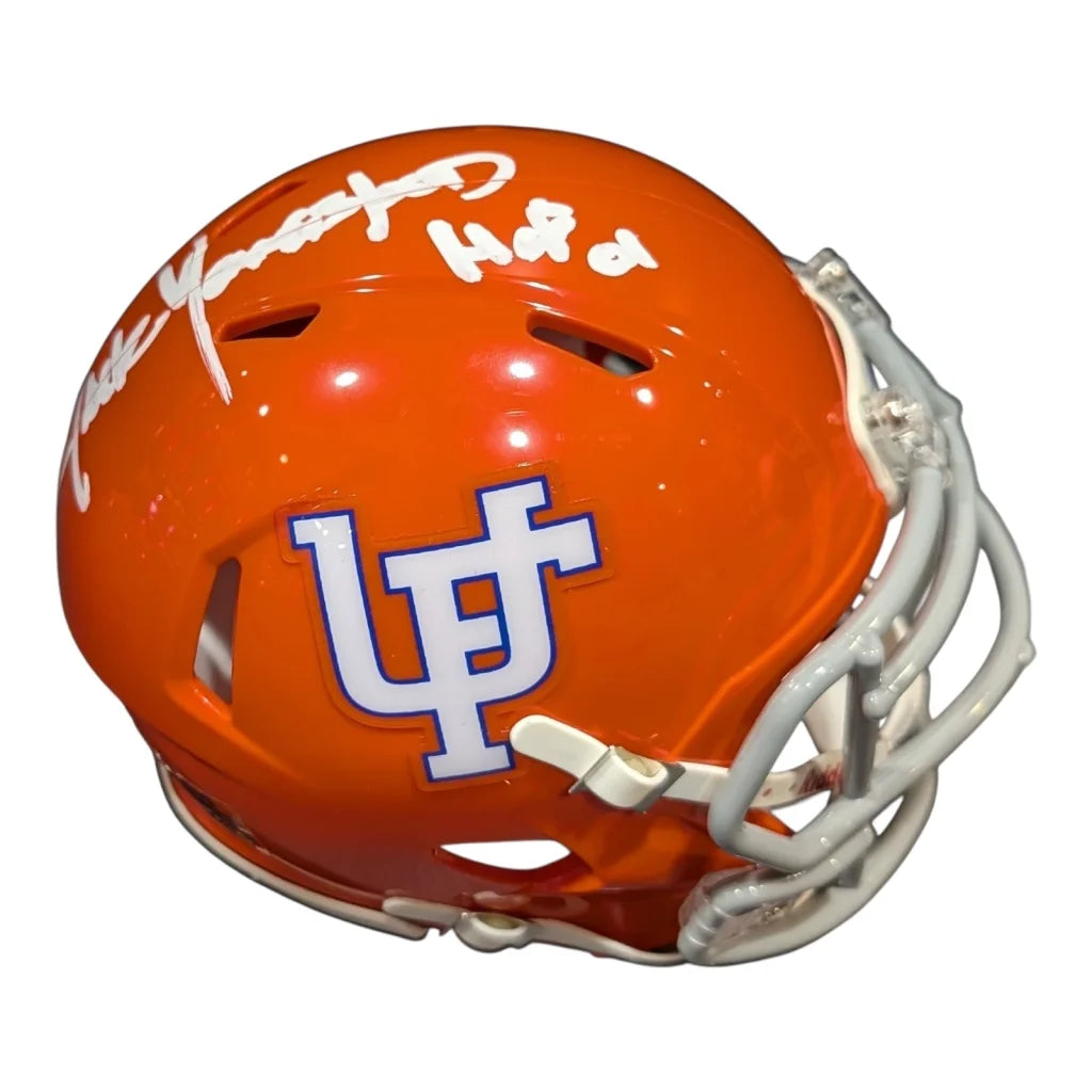 Jack Youngblood autographed Florida Gators throwback mini helmet with orange Riddell design