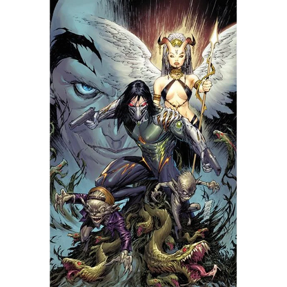 Dark-skinned female warrior in Marc Silvestri’s Jackie Estacado comic, dual pistols
