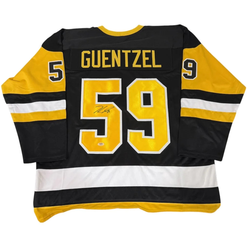 Jake Guentzel signed Pittsburgh black custom hockey jersey with number 59