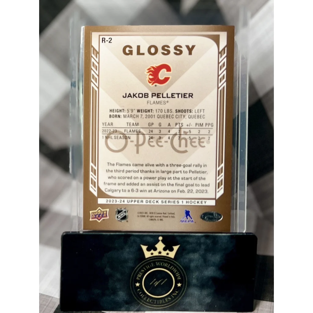 2023-24 Upper Deck Series 1 glossy Jakob Pelletier card at Prestige Worldwide collectibles