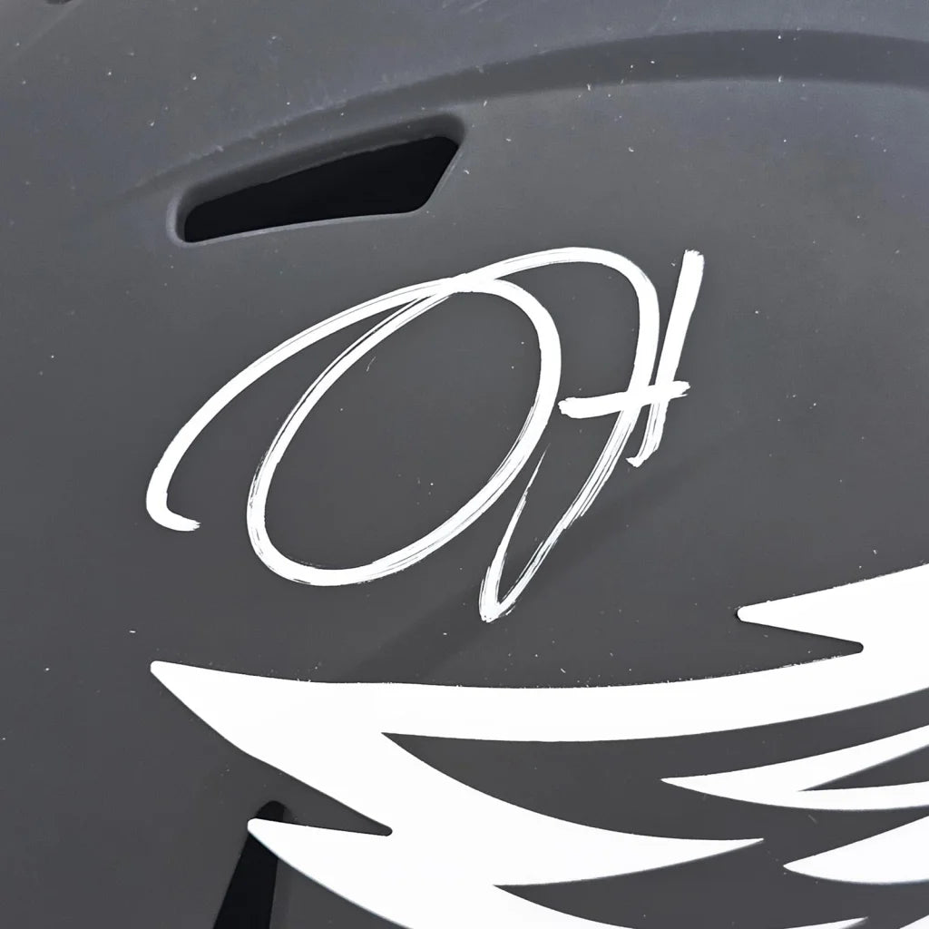 Jalen Hurts autographed Eclipse alternate replica helmet, black matte with Eagles wing logo