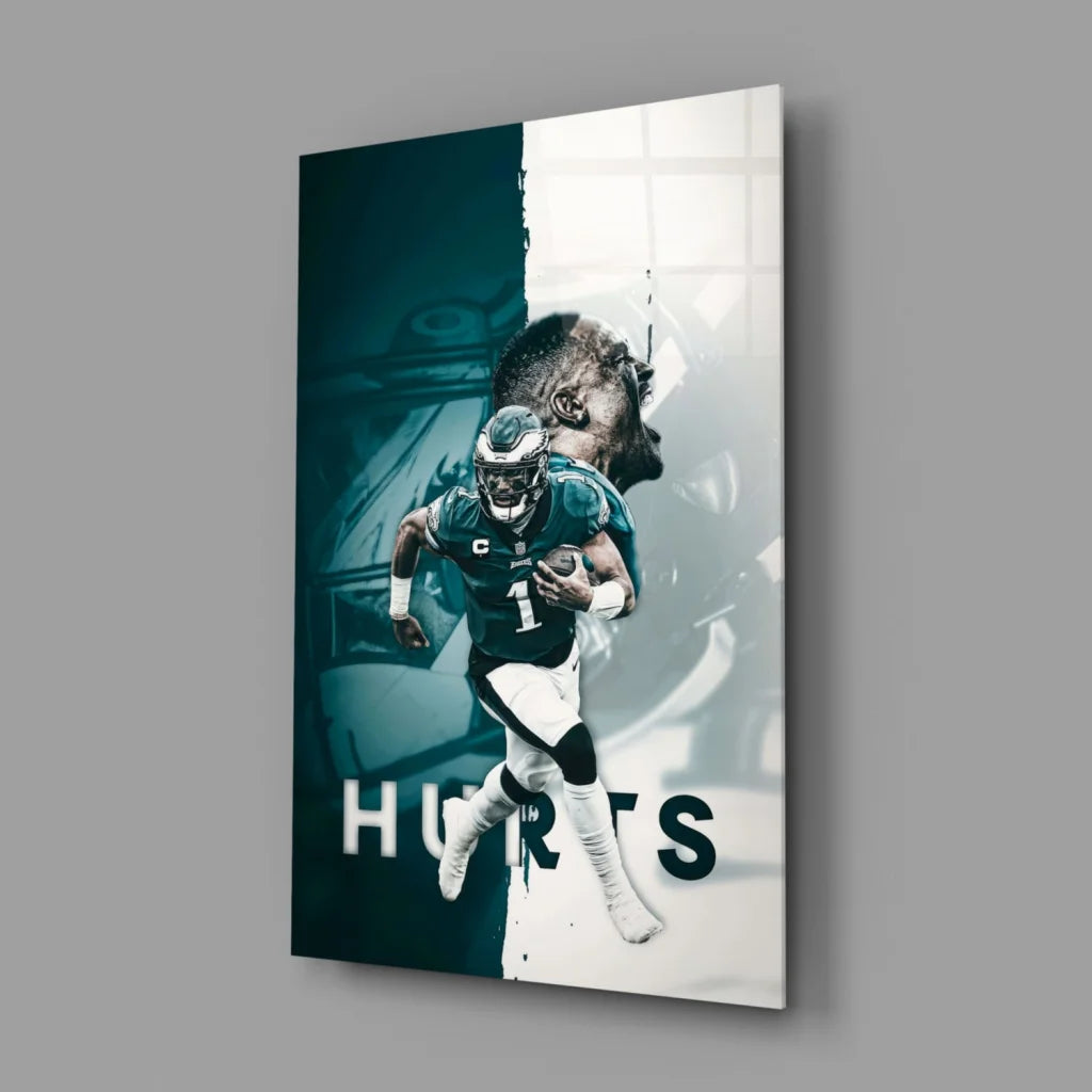 Jalen Hurts Eagles Canvas Wall Art Print | Glass Wall Art Print | vintageantiquesgifts.com