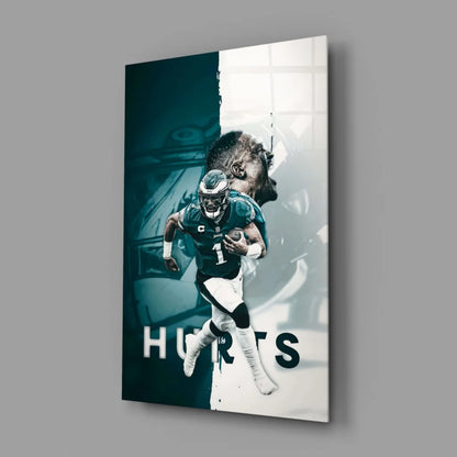 Jalen Hurts Eagles Canvas Wall Art Print | Glass Wall Art Print | vintageantiquesgifts.com