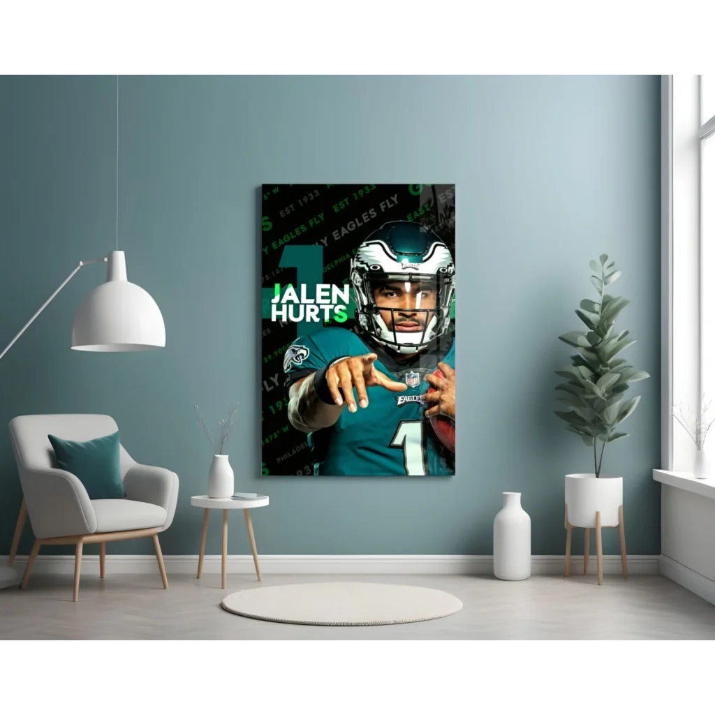 Jalen Hurts Eagles Jersey Canvas Wall Art Print | Contemporary Home Wall Art | vintageantiquesgifts.com
