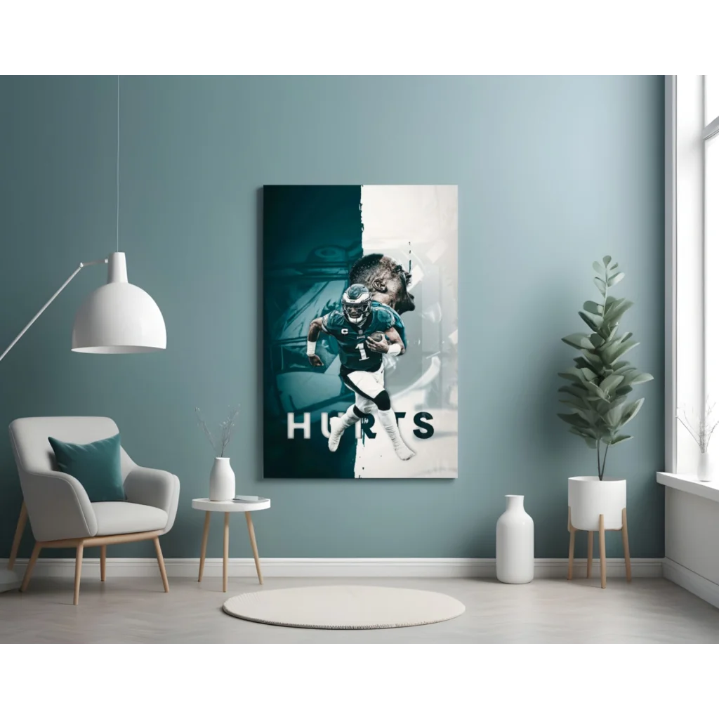 Jalen Hurts Eagles Canvas Wall Art Print | Contemporary Home Wall Art | vintageantiquesgifts.com