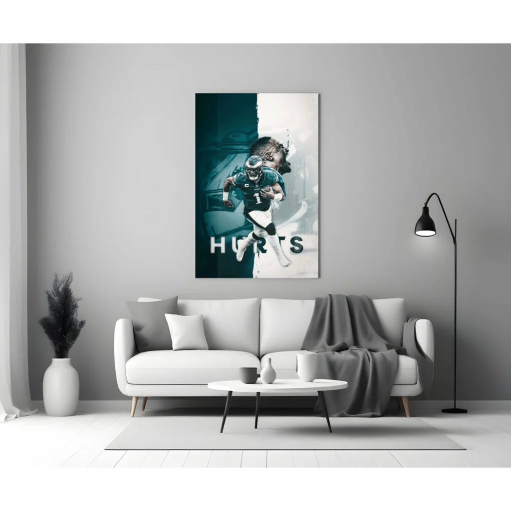 Jalen Hurts Eagles Canvas Wall Art Print | Modern Wall Art Decor | vintageantiquesgifts.com