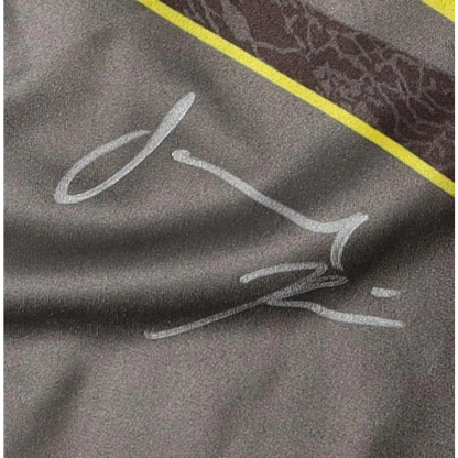 Jamahal Hill signed light heavyweight MMA boxing shorts with grey fabric and yellow stripe