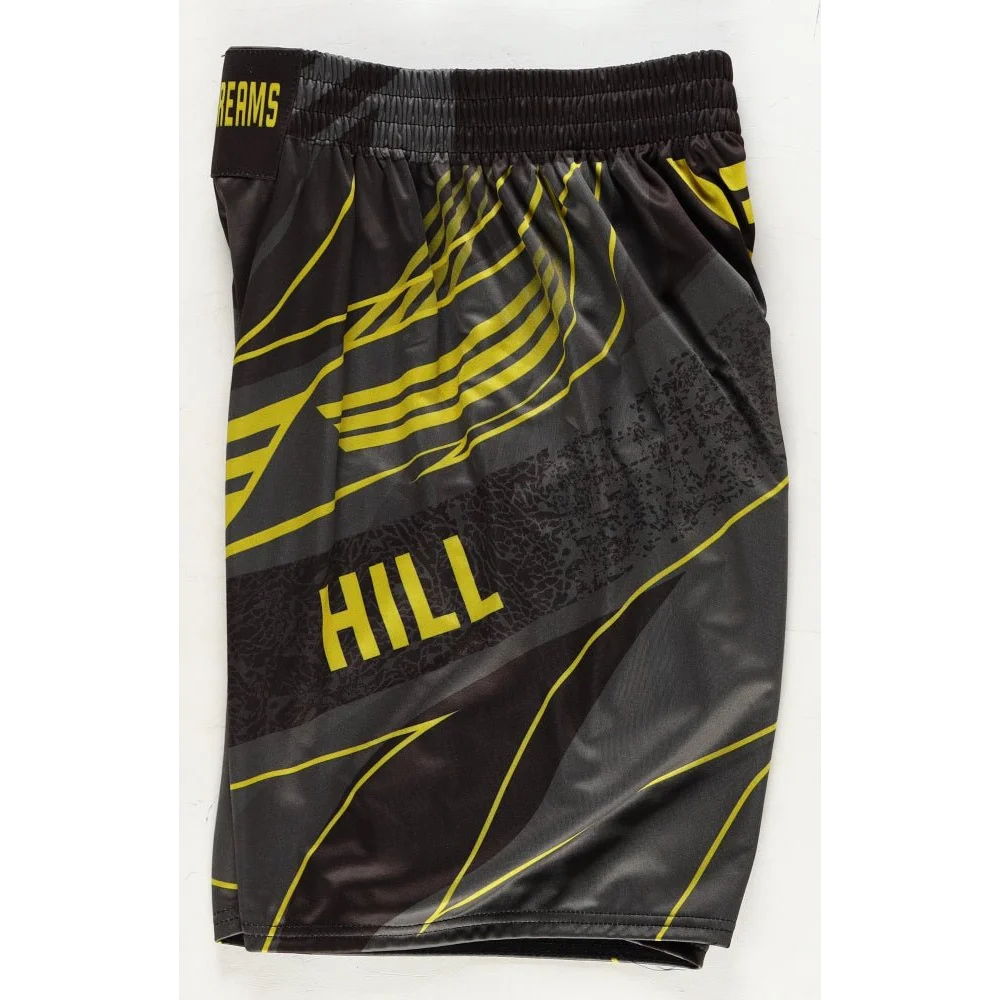 Jamahal Hill signed light heavyweight boxing shorts with black and yellow pattern