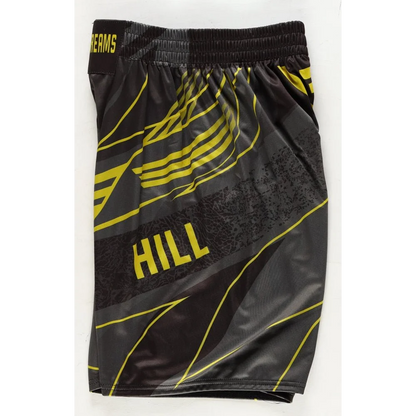 Jamahal Hill signed light heavyweight boxing shorts with black and yellow pattern