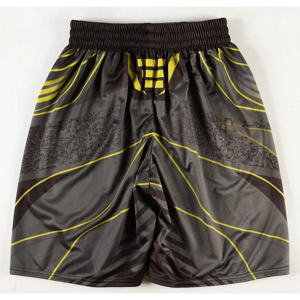 Jamahal Hill signed dark gray light heavyweight MMA boxing shorts with yellow stripes