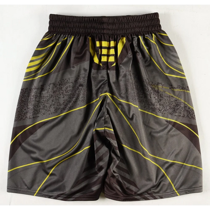 Jamahal Hill signed dark gray light heavyweight MMA boxing shorts with yellow stripes