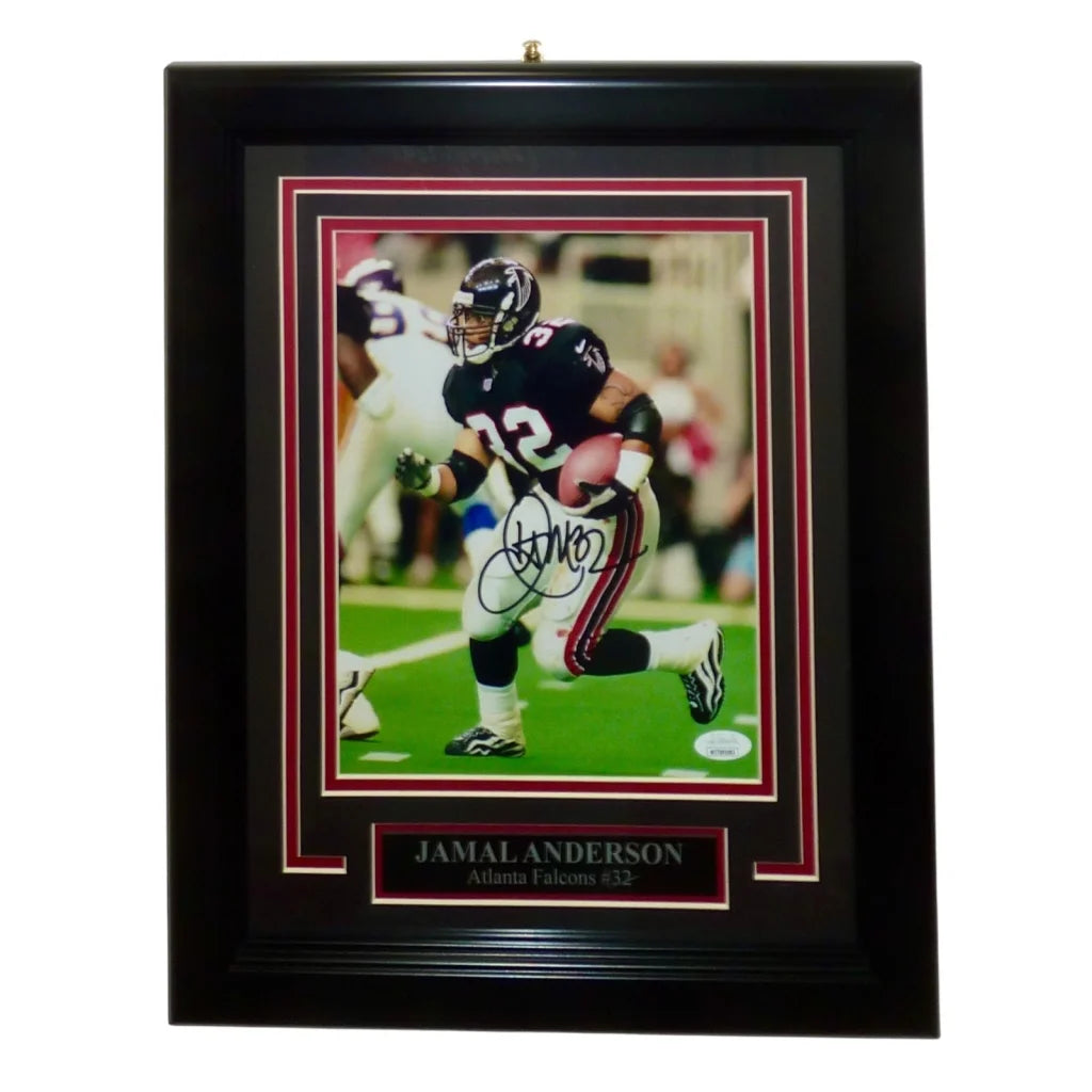 Jamal Anderson deluxe framed 8x10 signed photo with black frame