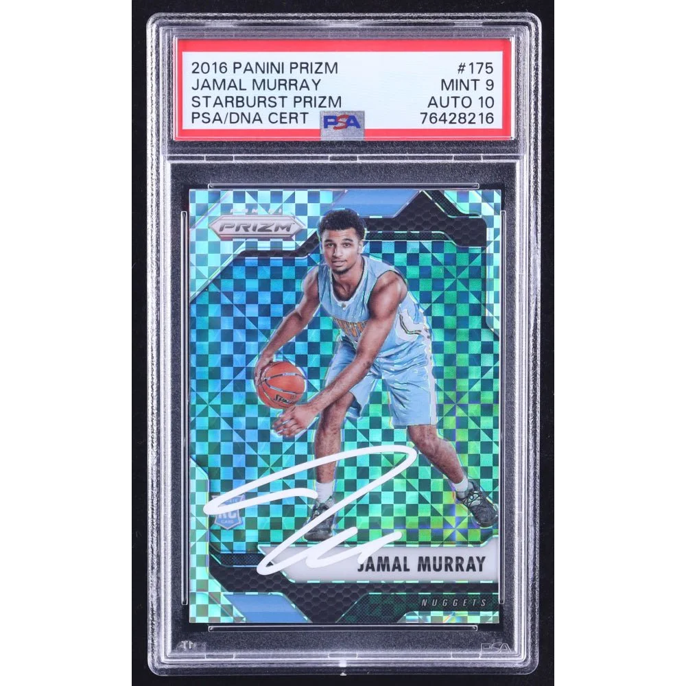 Jamal Murray Panini Prizm Starburst Rookie Card with autograph and graded 2016 Panini Prizm