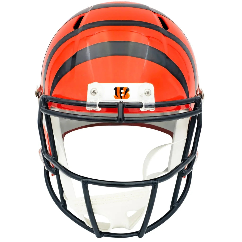 JaMarr Chase autographed Bengals replica helmet with tiger stripes