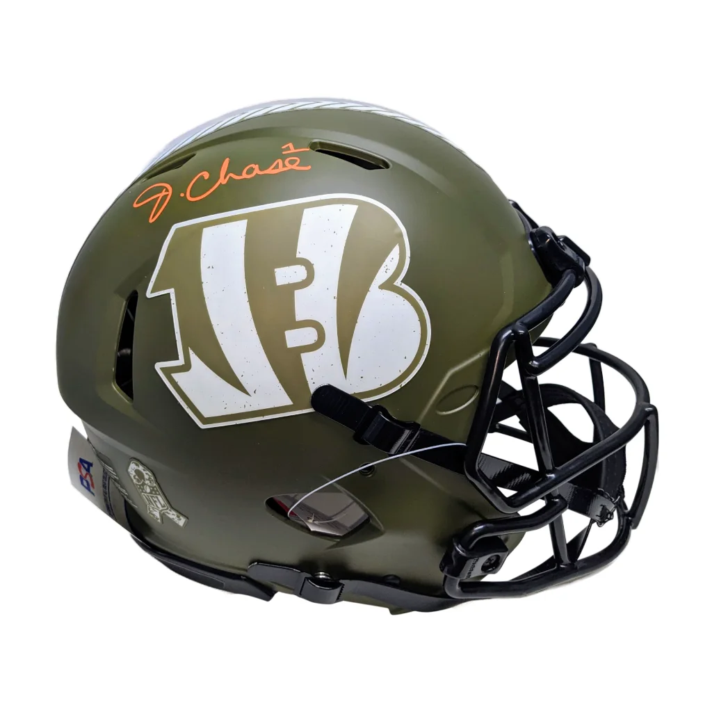 Ja'Marr Chase Signed Riddell Cincinnati Bengals Salute Helmet | Creative Sports | vintageantiquesgifts.com