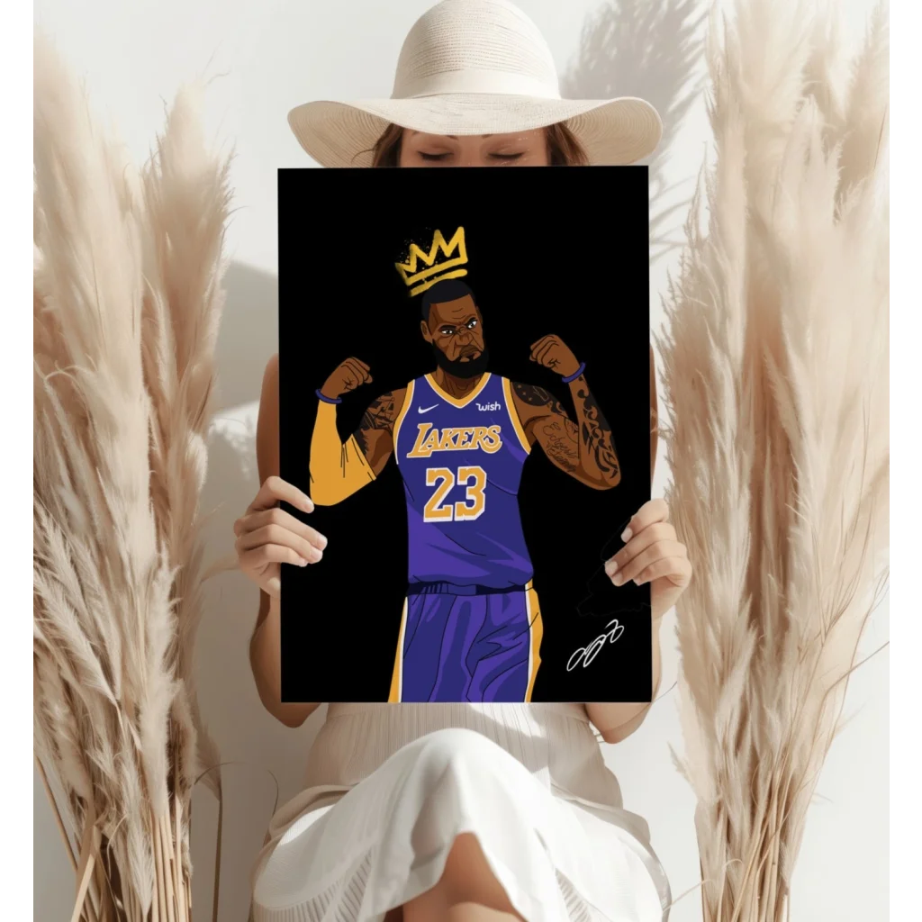 LeBron James Lakers crown insigne aluminum print King 23