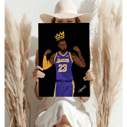 LeBron James Lakers crown insigne aluminum print King 23