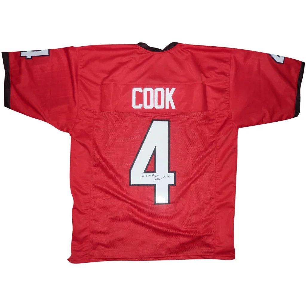 James Cook autographed Georgia Bulldogs red jersey with white Cook #4