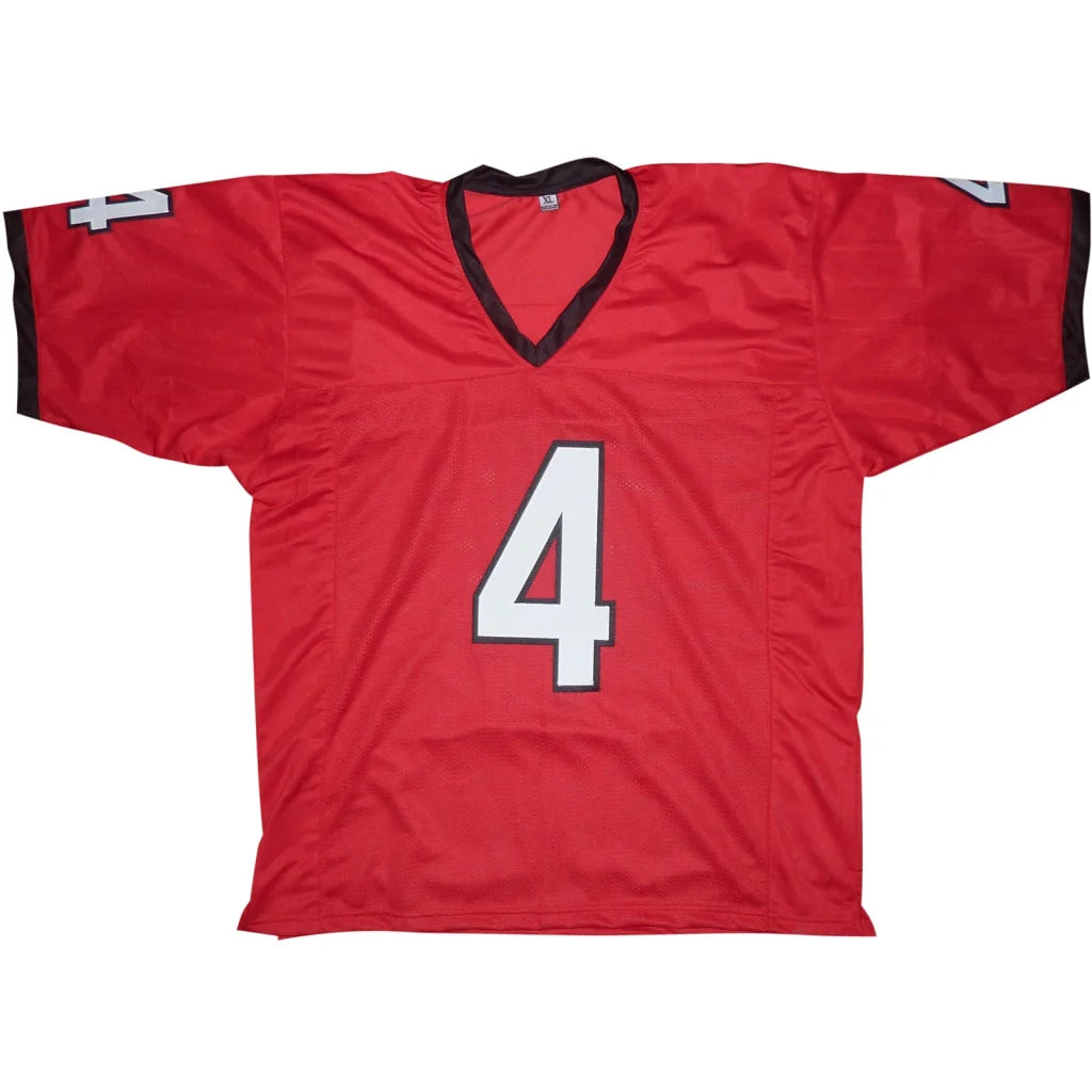 James Cook autographed Georgia Bulldogs red jersey with black trim and white number 4
