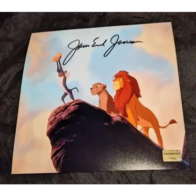 James Earl Jones auto signed Lion King print with Rafiki holding Simba and Mufasa watching