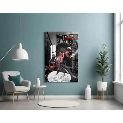James Harden Brooklyn Nets Glass Wall Art Poster | Contemporary Home Wall Art | vintageantiquesgifts.com