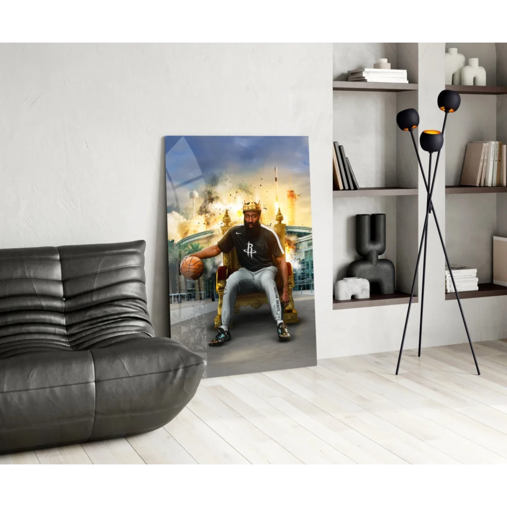 Houston Rockets king glass wall art canvas throne portrait