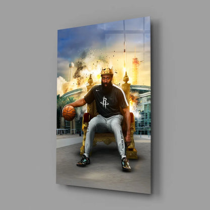 Houston Rockets King Glass Wall Art Canvas Throne Portrait | Glass Wall Art Print | vintageantiquesgifts.com