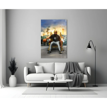 Houston Rockets King Glass Wall Art Canvas Throne Portrait | Modern Wall Art Decor | vintageantiquesgifts.com