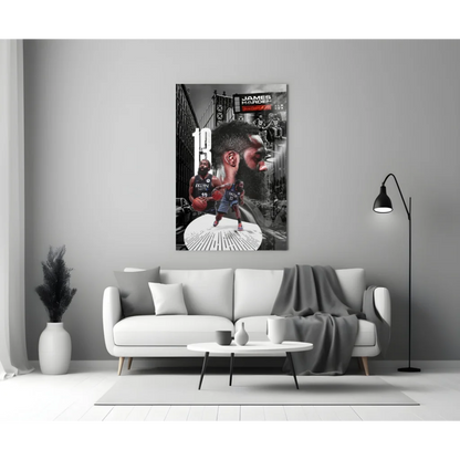 James Harden Brooklyn Nets Glass Wall Art Poster | Modern Wall Art Decor | vintageantiquesgifts.com