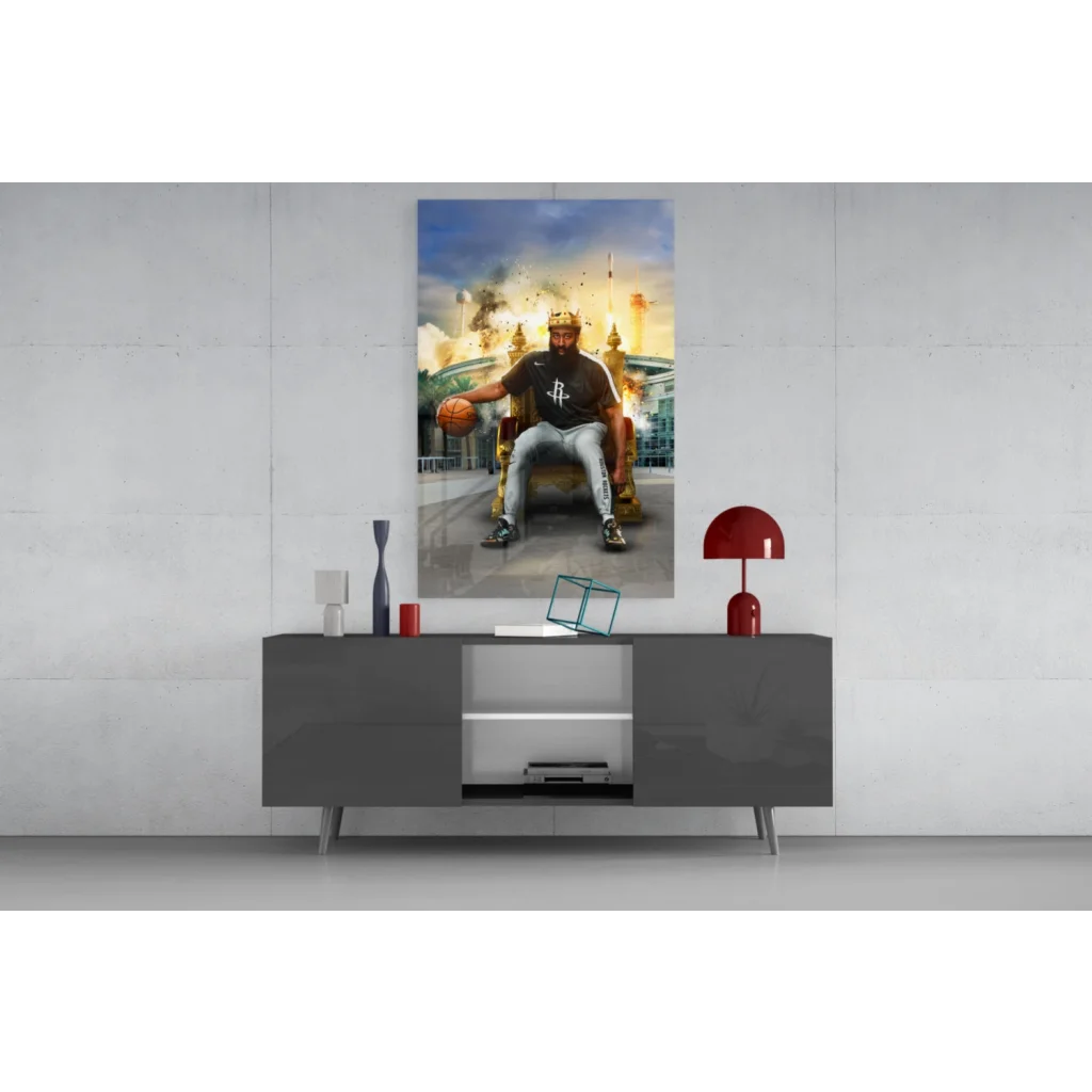 Houston Rockets King glass wall art canvas throne portrait