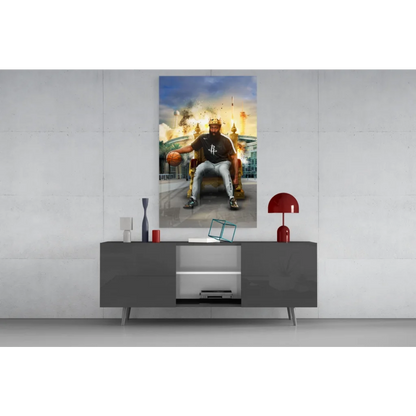 Houston Rockets King glass wall art canvas throne portrait