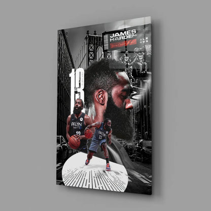James Harden Brooklyn Nets Glass Wall Art Poster | Glass Wall Art Print | vintageantiquesgifts.com