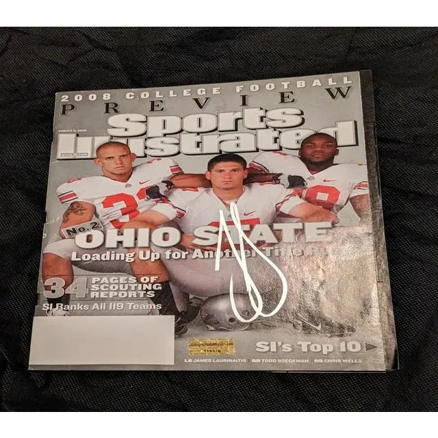 James Laurinaitis auto signed Sports Illustrated Ohio State College Football magazine cover