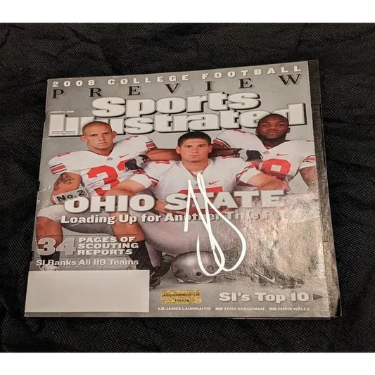 James Laurinaitis auto signed Sports Illustrated Ohio State College Football magazine cover