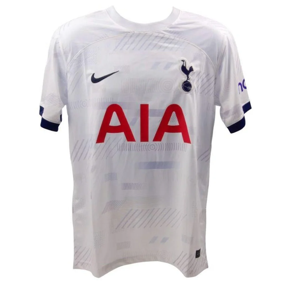White short-sleeved James Maddison Tottenham jersey with blue trim and Beckett auth