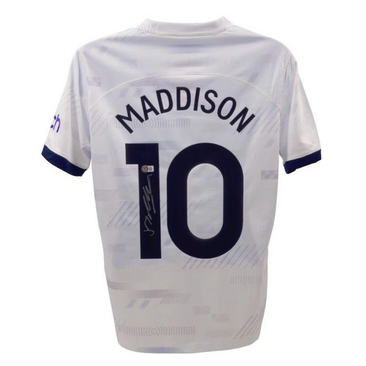 White James Maddison signed Tottenham jersey with number 10 and Beckett authentication