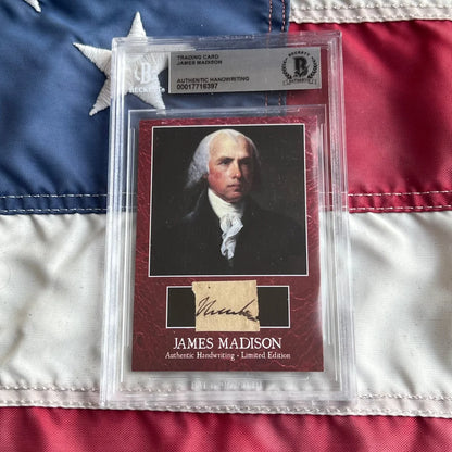 James Madison authentic handwritten autograph trading card in clear case