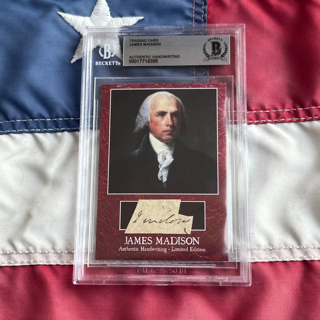 James Madison authentic autographed trading card in protective case