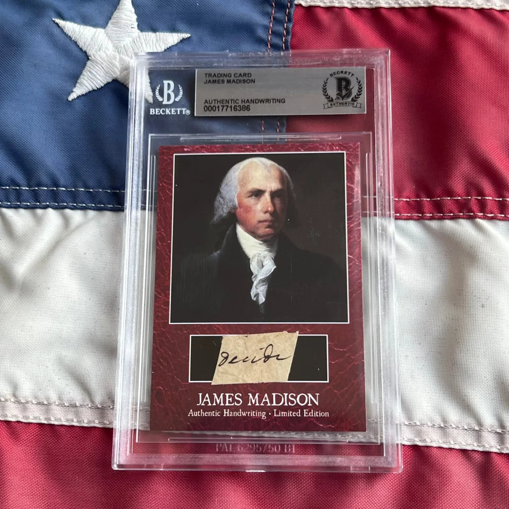 James Madison authentic handwritten autograph trading card in sleeve