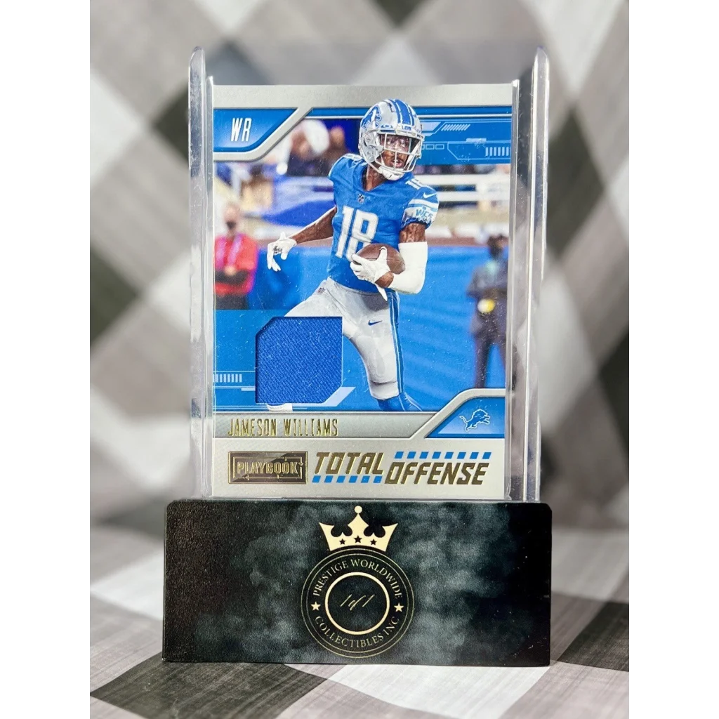 Jameson Williams 2023 Prizm Rookie card in acrylic case at Prestige Worldwide Collectibles