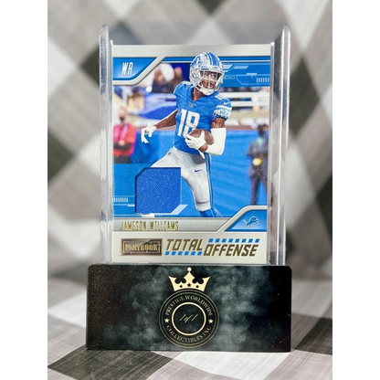 Jameson Williams 2023 Prizm Rookie card in acrylic case at Prestige Worldwide Collectibles